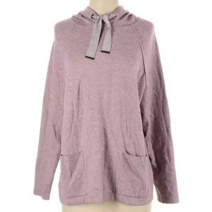 SOFT SURROUNDINGS purple hooded knit sweater top with patch pockets Sz S